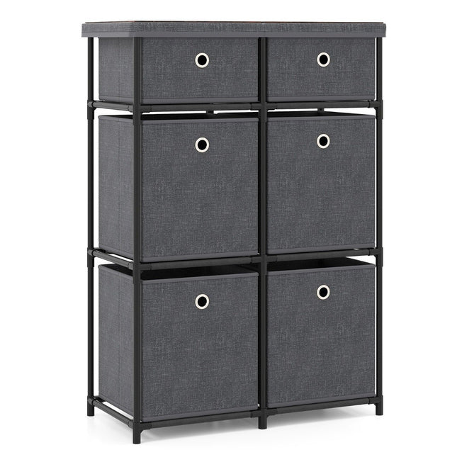 Gray Dresser with 6 Drawers and Metal Frame