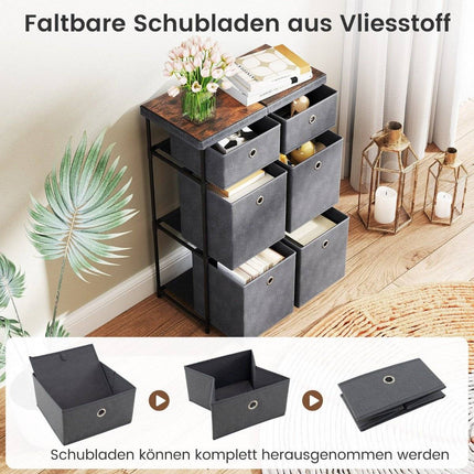 Gray Dresser with 6 Drawers and Metal Frame