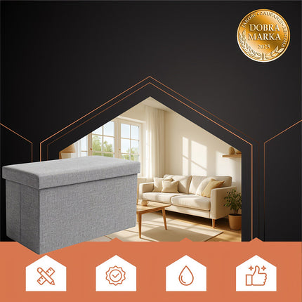 Gray Fabric Pouf, 60x30x30 cm