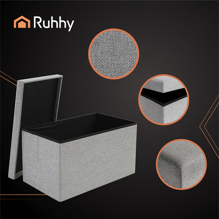 Gray Fabric Pouf, 60x30x30 cm