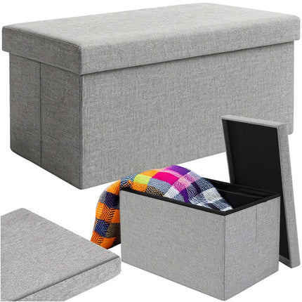 Gray Fabric Pouf, 76x38x38 cm, Ottoman Seat