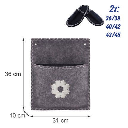 Gray Felt Guest Slippers Set, 6 Pairs with Storage Bag