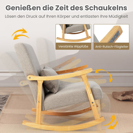 Gray Indoor Rocking Chair with High Back & Cushion