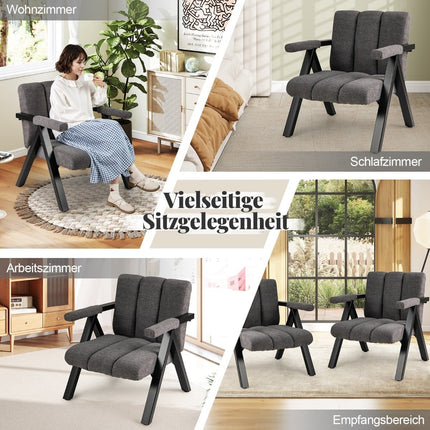 Gray Lounge Chair with Armrests and Metal Frame