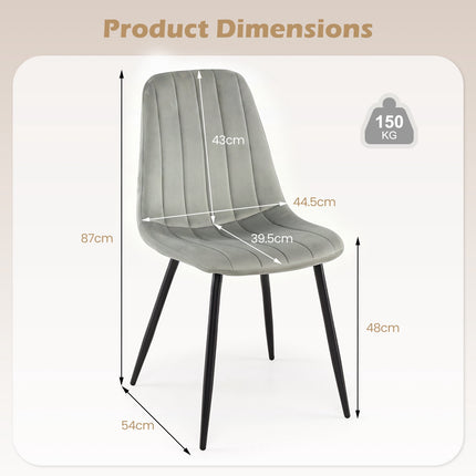 Gray Upholstered Dining Chairs Set of 4 with Metal Legs