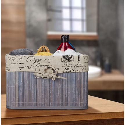 Gray bamboo storage basket