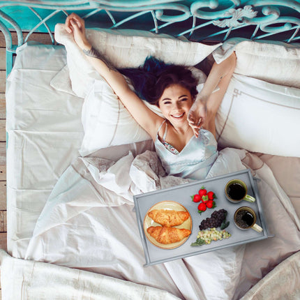 Gray bed tray - set of 2