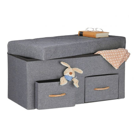 Gray bench with 2 drawers