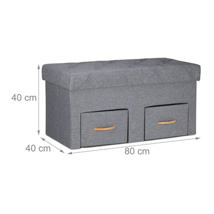 Gray bench with 2 drawers