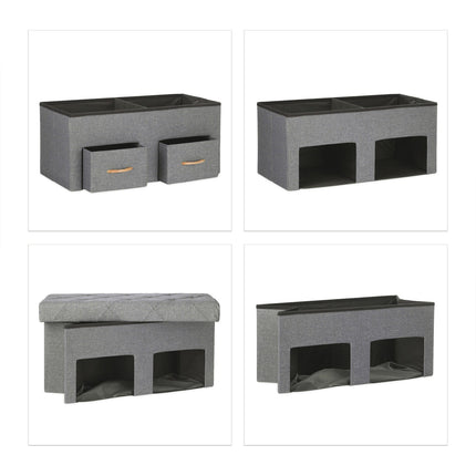 Gray bench with 2 drawers