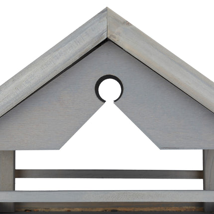 Gray bird table on post