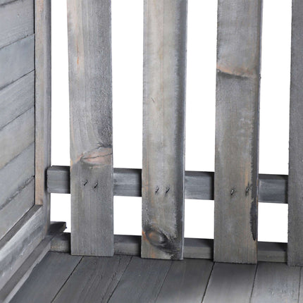 Gray planter box with trellis