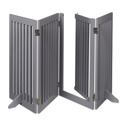 Gray security gate with door 92 cm