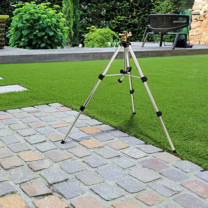 Gray sprinkler with metal stand
