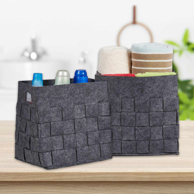 Gray storage basket in felt Set of 2