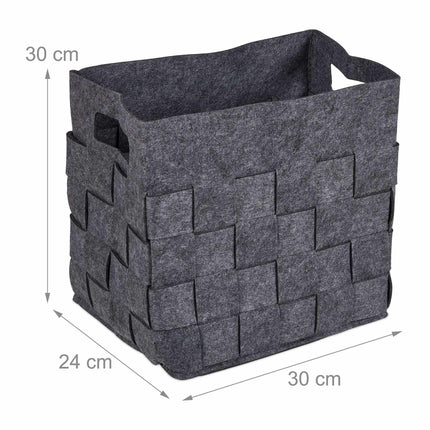 Gray storage basket in felt Set of 2