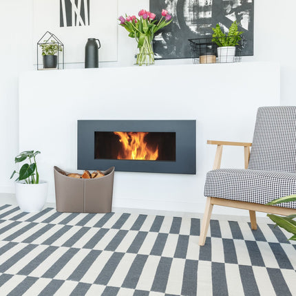 Gray wooden basket in imitation leather