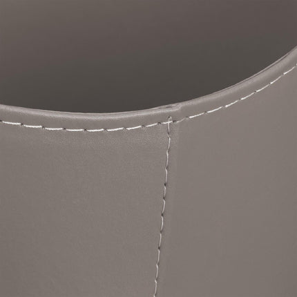 Gray wooden basket in imitation leather