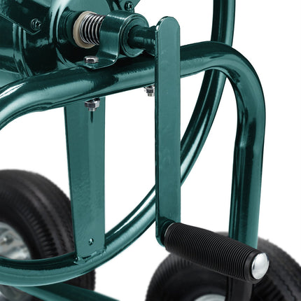 Green 4-Wheel Garden Hose Trolley with Reel