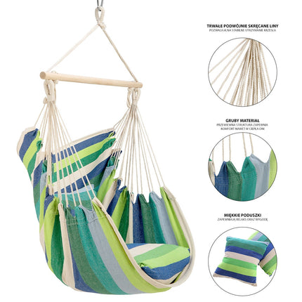 Green Brazilian Hammock Chair, Outdoor Hanging Seat