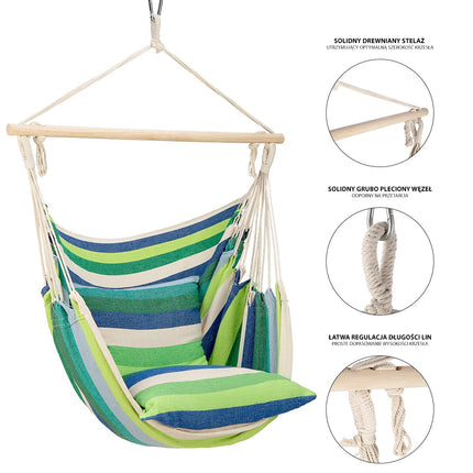 Green Brazilian Hammock Chair, Outdoor Hanging Seat