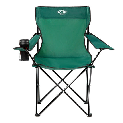 Green Folding Camping Chair with Cup Holder