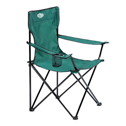 Green Folding Camping Chair with Cup Holder