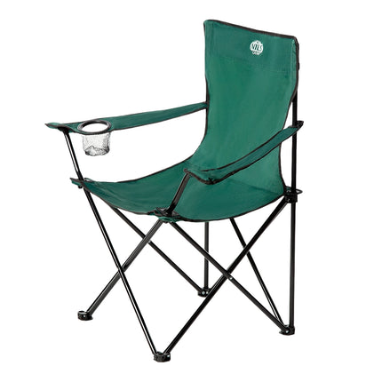 Green Folding Camping Chair with Cup Holder