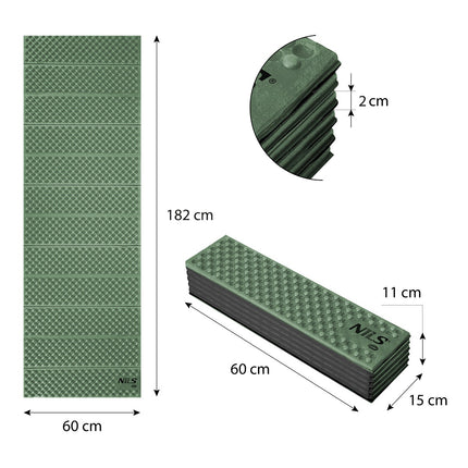 Green Folding Mat, 188cm, Portable Camping Mat
