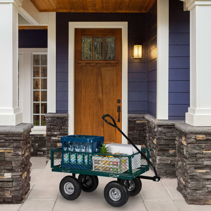 Green Heavy-Duty Cart with Folding Sides
