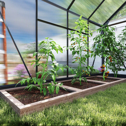 Greenhouse 190x252x201 cm, Polycarbonate, Sliding Door, Roof Vent