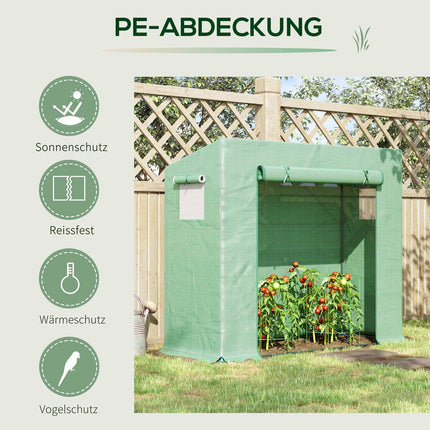 Greenhouse with roller door, 200x76x168 cm, winter-proof PE film