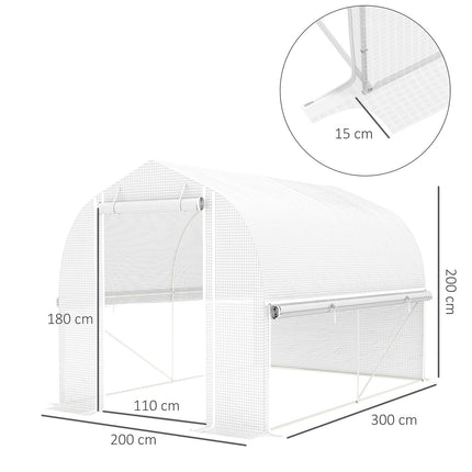 Large film greenhouse, 3x2x2m, UV resistant, roll-up sides