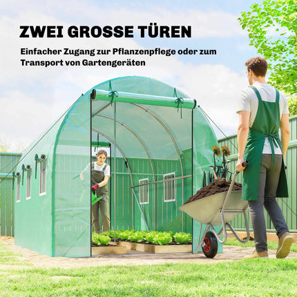 Greenhouse 3x2x2m with Roll-Up Doors & Mesh Windows