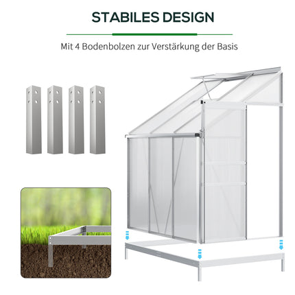 Aluminum greenhouse, 192x127x214 cm, with window door