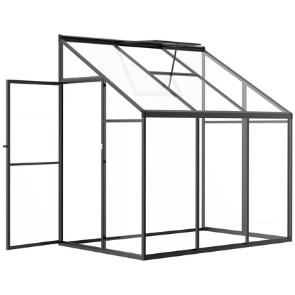 Greenhouse shed, lockable door & adjustable roof, black aluminium