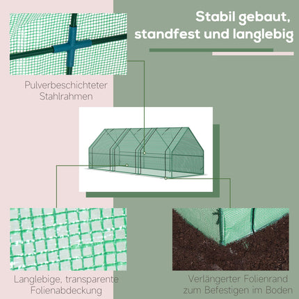 Greenhouse Cold frame for Garden & Balcony, 270x90x90 cm, Green