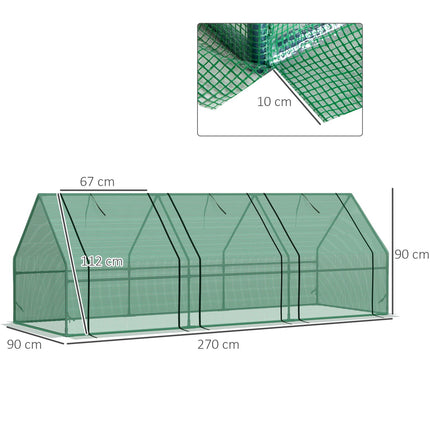 Greenhouse Cold frame for Garden & Balcony, 270x90x90 cm, Green