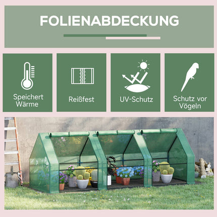 Greenhouse Cold frame for Garden & Balcony, 270x90x90 cm, Green