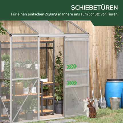 Polycarbonate greenhouse with sliding door for garden use