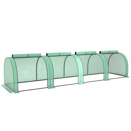 Greenhouse Tunnel, 4 Zipper Windows, Steel Frame, 395x100x80 cm