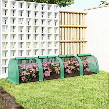 Greenhouse Tunnel, 4 Zipper Windows, Steel Frame, 395x100x80 cm