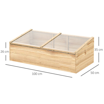 Greenhouse Wooden Cold Frame Box - Spruce Wood, 100x50x35 cm