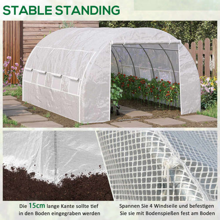 UV-protected greenhouse film, 3.97x3.02x2m, windproof, white