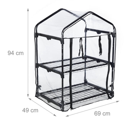 Greenhouse with 2 shelves