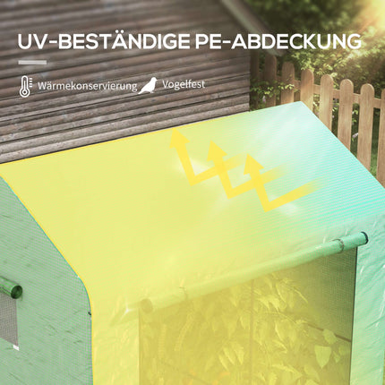 Greenhouse with Roll-Up Door, 200 x 200 x 140 cm, Green