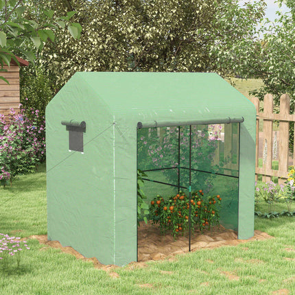 Greenhouse with Roll-Up Door, 200 x 200 x 140 cm, Green