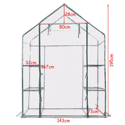 Greenhouse with Shelves, PVC Cover, 143 x 73 x 195 cm
