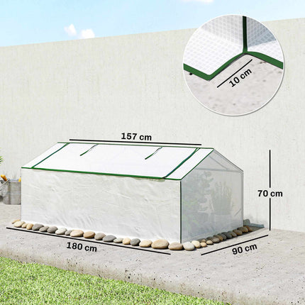 Greenhouse with Windows, PE Cover, 180 x 90 x 70 cm, White