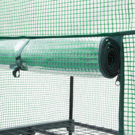 Greenhouse with net-reinforced PE foil